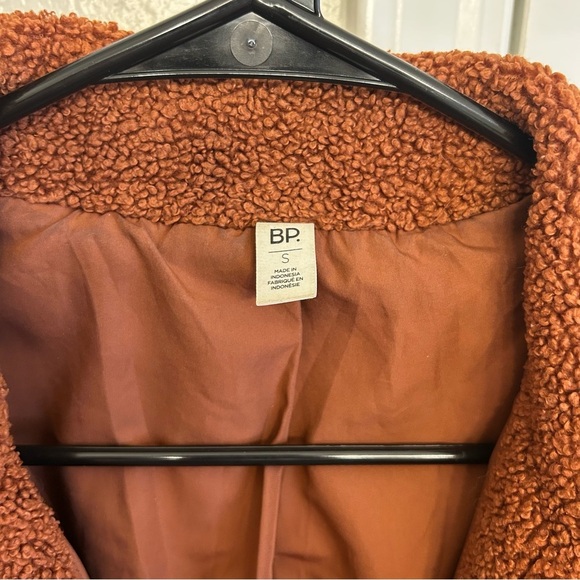 Nordstrom BP Rust Burnt Orange Sherpa Jacket Size Small Lined and Cozy - Picture 3 of 7